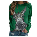 Women's Donkey Floral Print Loose Pullover Top