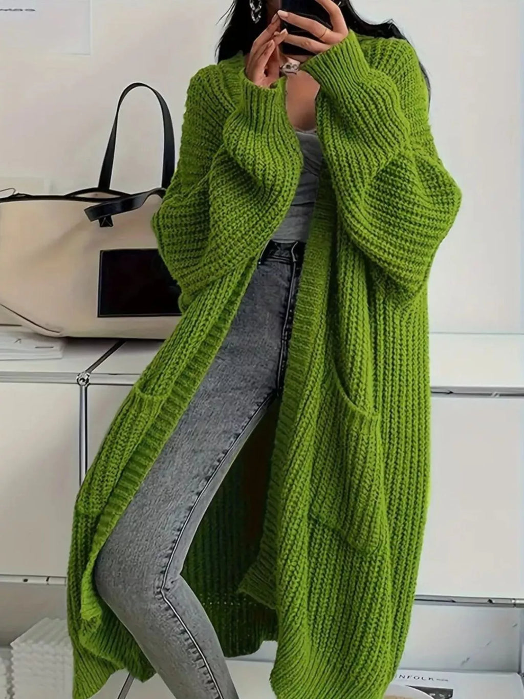 Sarah Express Women's Oversized Long Sleeve Longline Cardigan