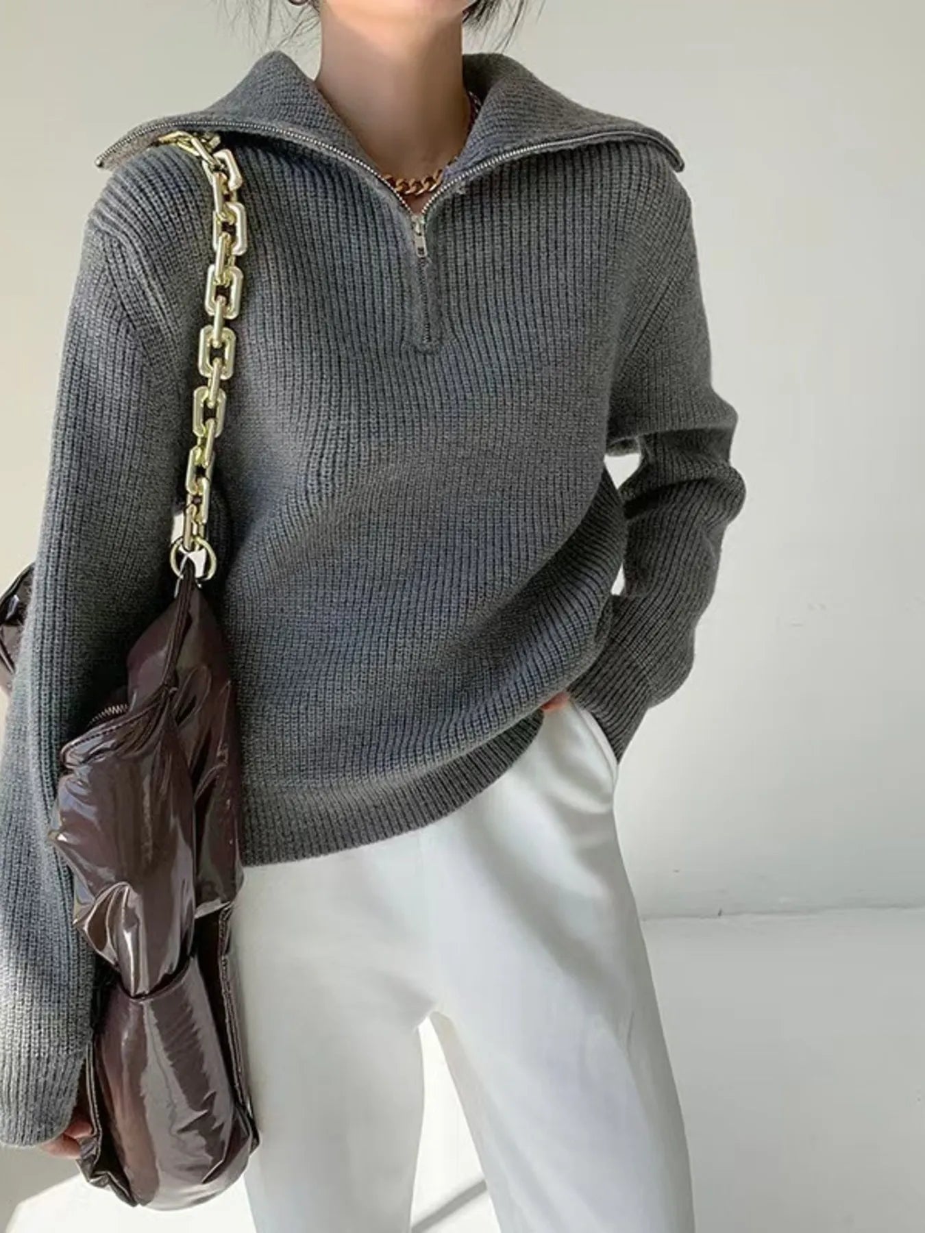 Sarah Express Women's Half-Zip Long Sleeve Sweater