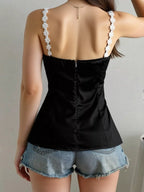 Sarah Express Women's Flower Trim Slit Cami