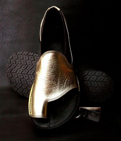 Sarah Express Summer Fashion Sandals - Round Toe Slip-On Sandals Gold