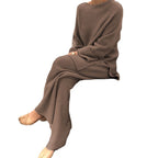 Women's Knit Sweater Two Piece Matching Set Long Sleeve Top Pants