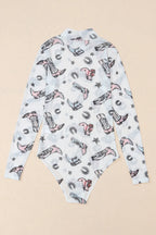 Sarah Express Women's Printed Mock Neck Long Sleeve Bodysuit