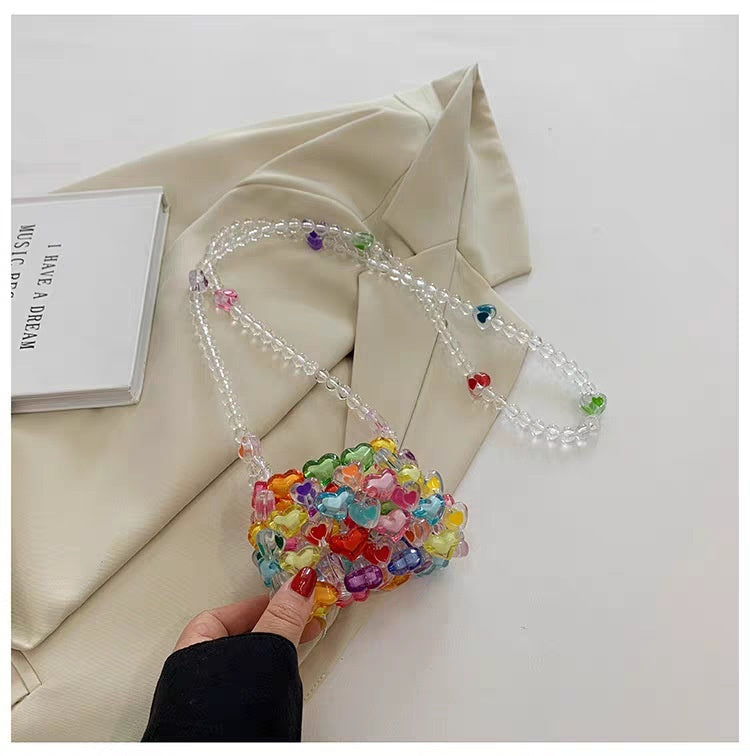 Sarah Express Beaded Pearl Crossbody Bag - Handmade Heart Tote Handbag for Women