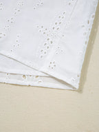 Sarah Express Women's Eyelet Embroidered Smocked Cuff Sheer Blouse