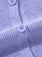 Sarah Express Women's Ribbed Knit Button Front V Neck Cardigan