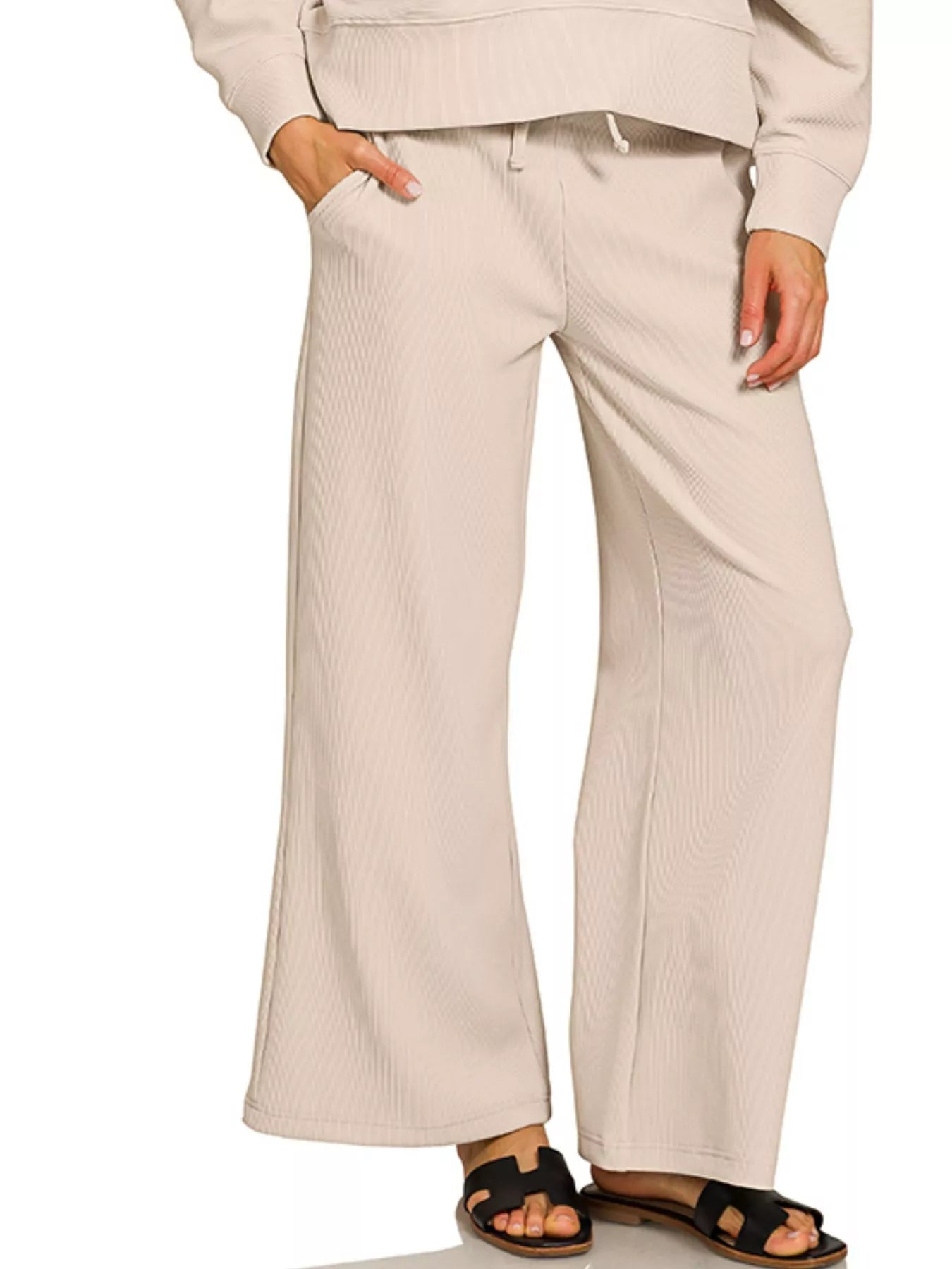 Sarah Express Women’s Ribbed Lounge Set with Pullover and Pants Casual