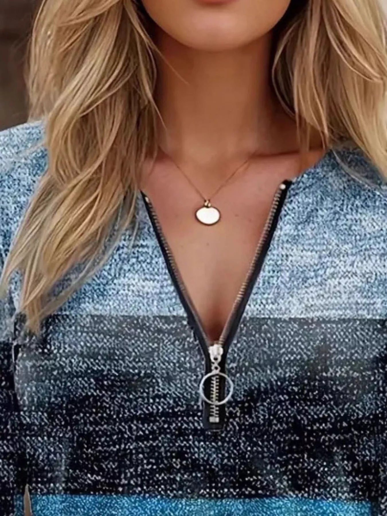 Sarah Express Women's Quarter Zip Color Block Top - Sporty Athleisure Pullover