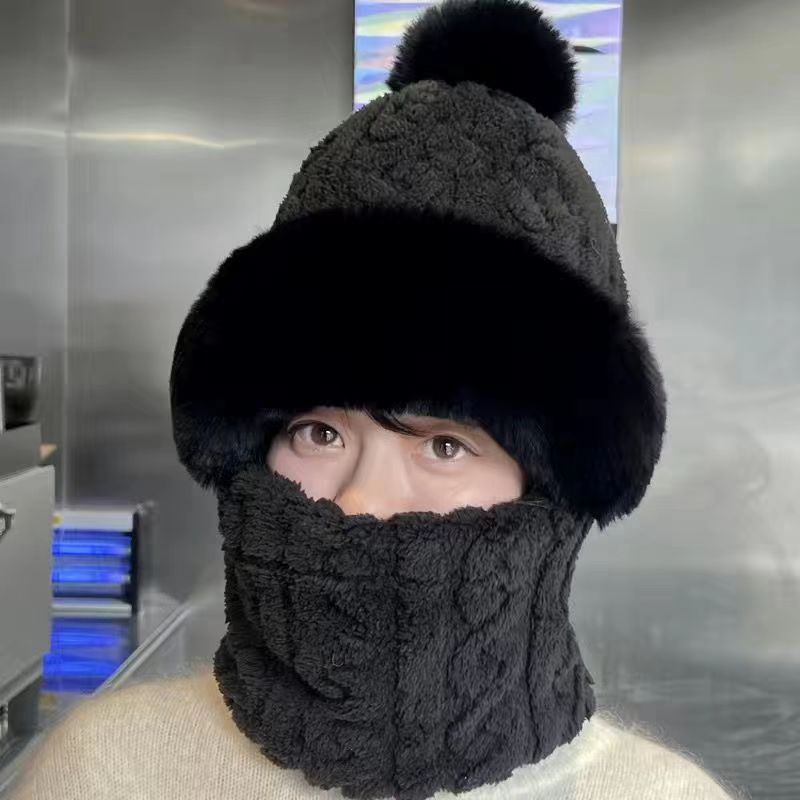 Fleece-Lined Winter Hat with Ear Protection and Neck Warmer