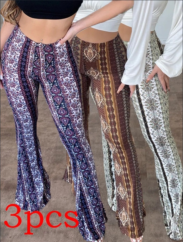 High Waist Printed Leggings Stretch Full Length Slim Fit Pants