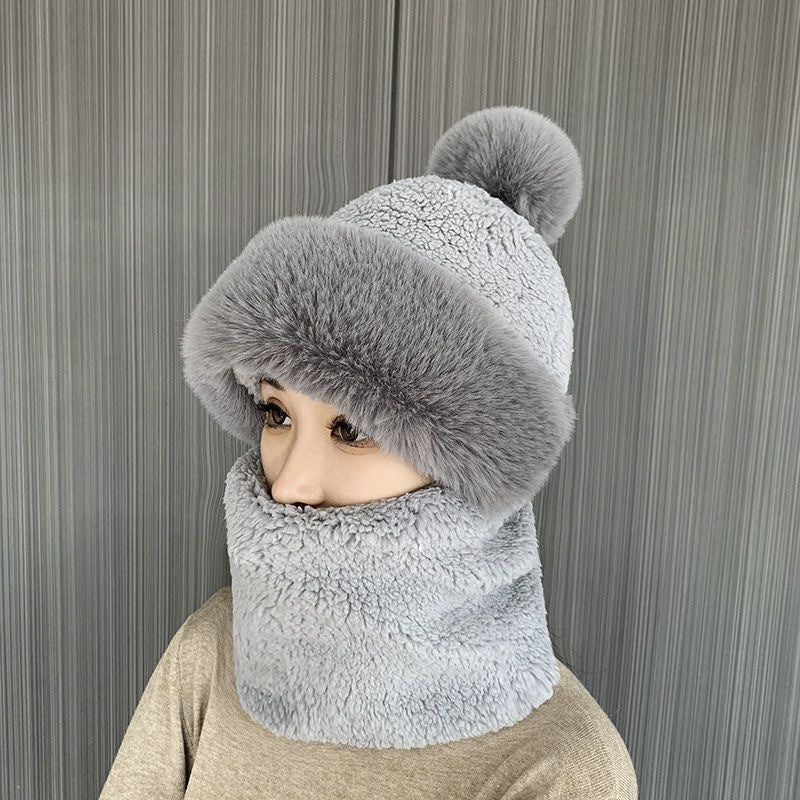 Fleece-Lined Winter Hat with Ear Protection and Neck Warmer