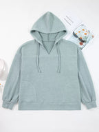 Sarah Express Women's Ribbed Drop Shoulder Knit Hoodie