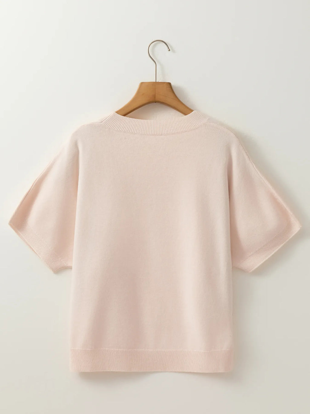 Sarah Express Women's Pearl Embellished Bow Detail Short Sleeve Sweater