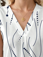 Sarah Express Women's Printed V-Neck Tank - Casual Basic Style Top