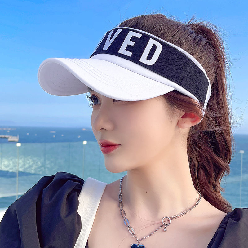 Women's Letter Print Sun Visor Adjustable Topless Hat UV Protection