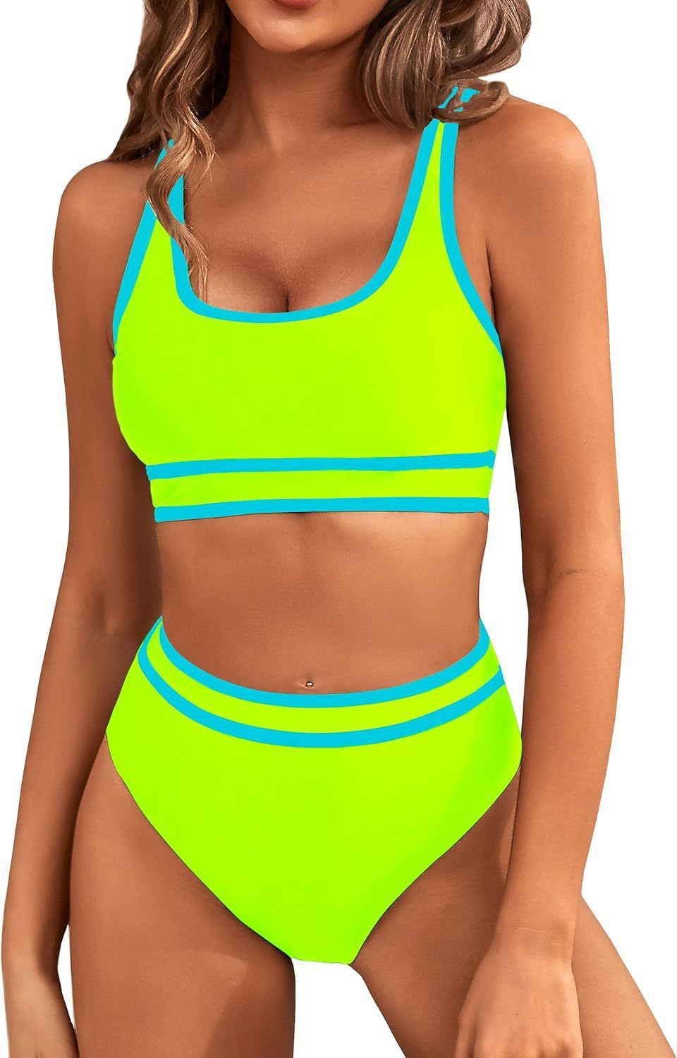 Women's Two-Piece Bikini Set - Tight-Fit Solid Color Swimsuit for Beach Swimming