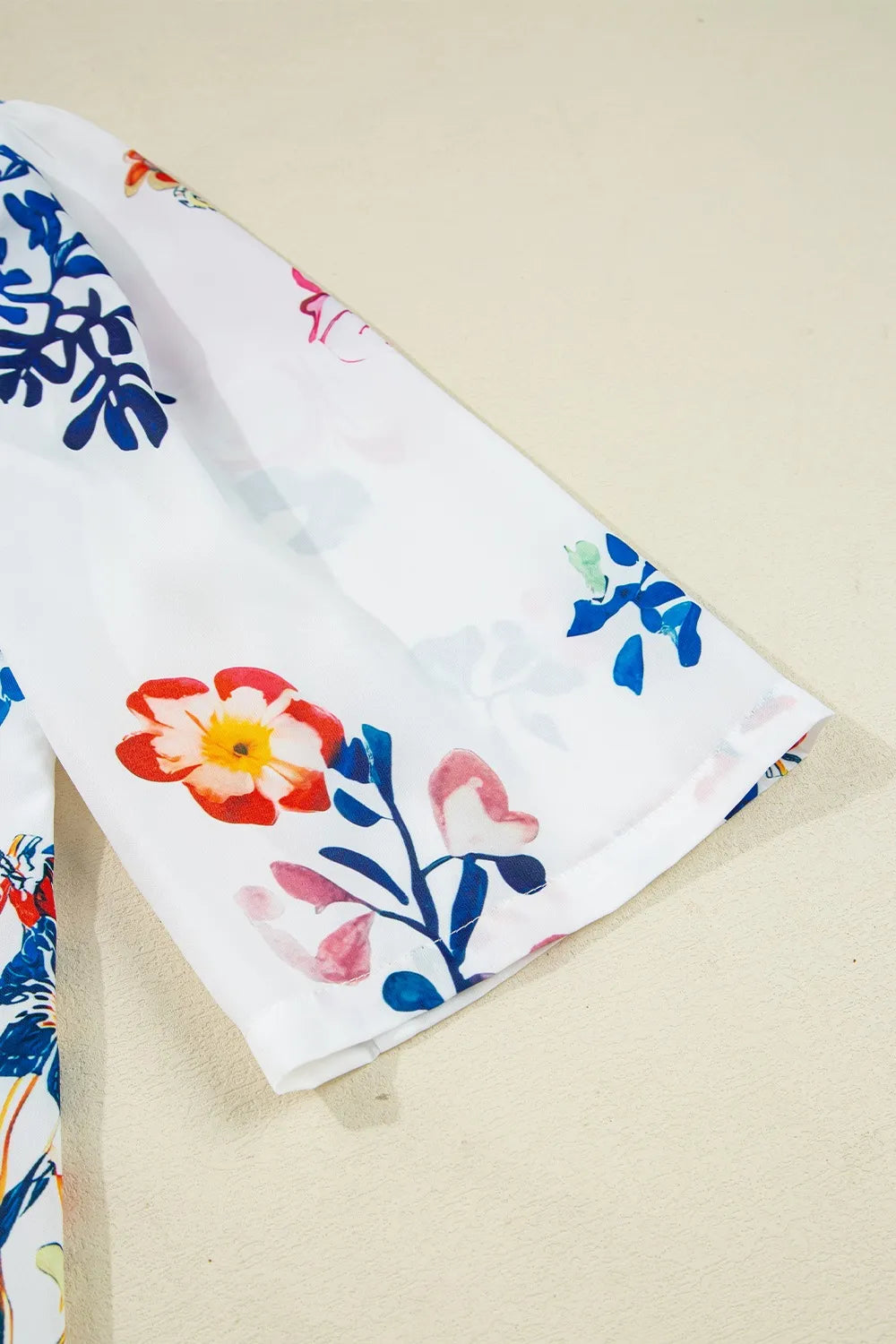 Sarah Express Women's Printed Tie Neck 3/4 Sleeve Blouse