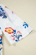 Sarah Express Women's Printed Tie Neck 3/4 Sleeve Blouse