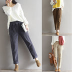 Women's Corduroy Pants Loose Fit Casual Straight Leg Trousers Plus Size