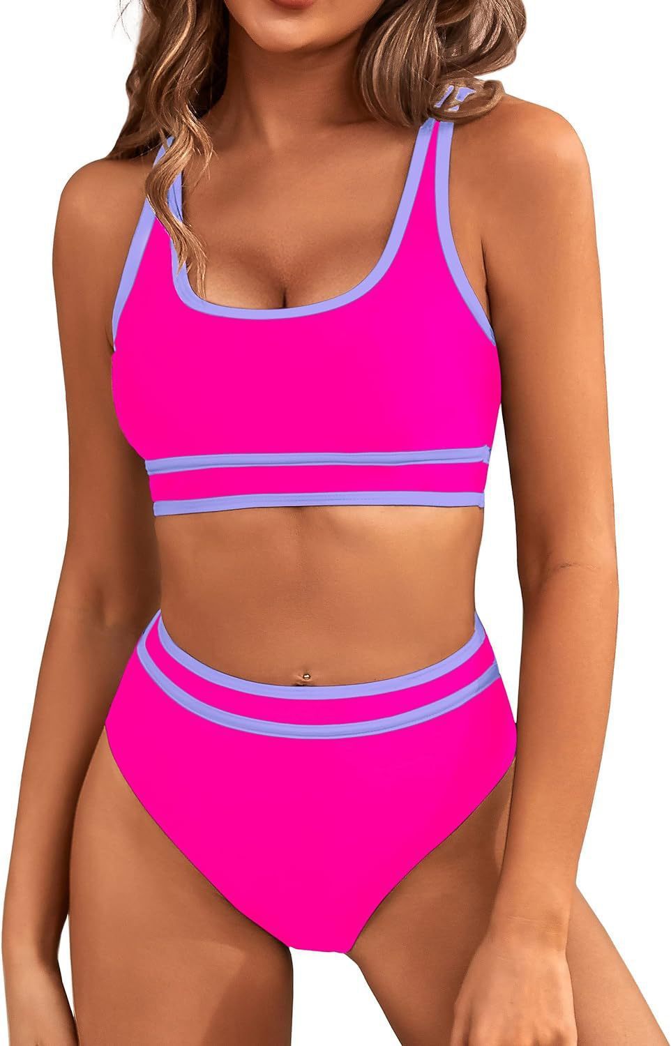 Women's Two-Piece Bikini Set - Tight-Fit Solid Color Swimsuit for Beach Swimming