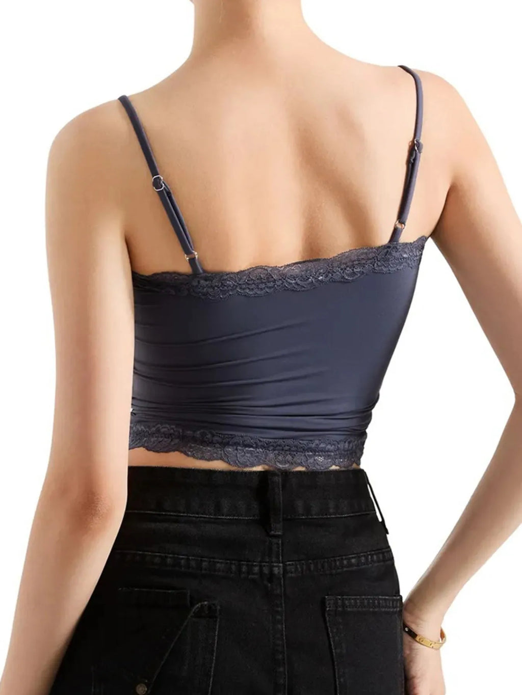 Sarah Express Women's Lace Trim Cami Top - Elegant Sleeveless Tank