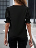 Sarah Express Women's Notched Half Sleeve Blouse