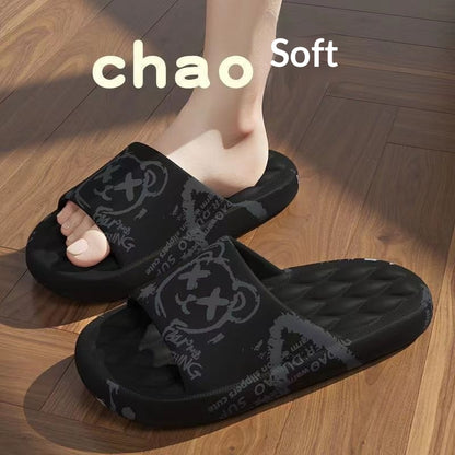 Sarah Express Women's Summer Slide Sandals - Casual Outdoor Slippers with Cute Designs 638 Black Bear