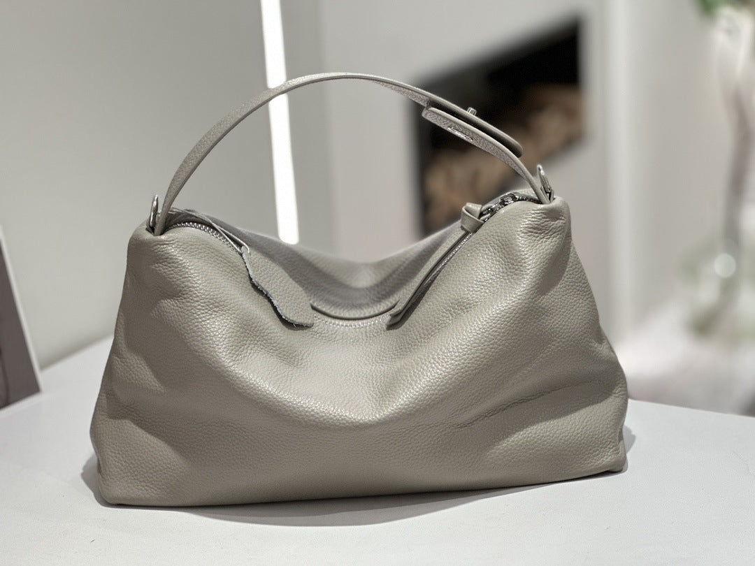 Sarah Express Genuine Leather Crossbody Tote Bag Gray Natural Fall Cowhide