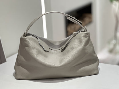 Sarah Express Genuine Leather Crossbody Tote Bag Gray Natural Fall Cowhide