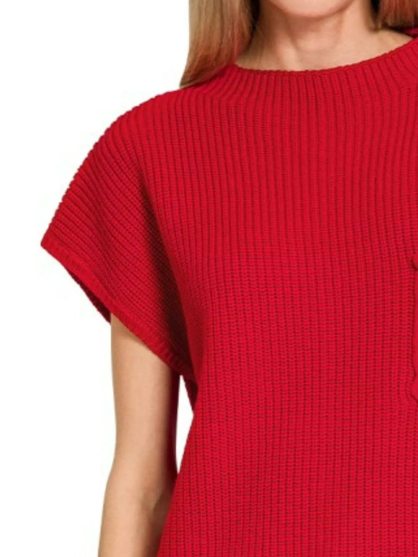 Short Sleeve Mock Neck Sweater