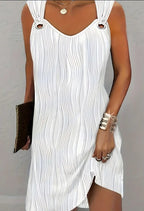 Women's V-Neck Sleeveless Mini Dress Flared Hem Tunic Style