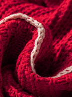 Sarah Express Women's Contrast Trim Cable-Knit Drawstring Hooded Sweater