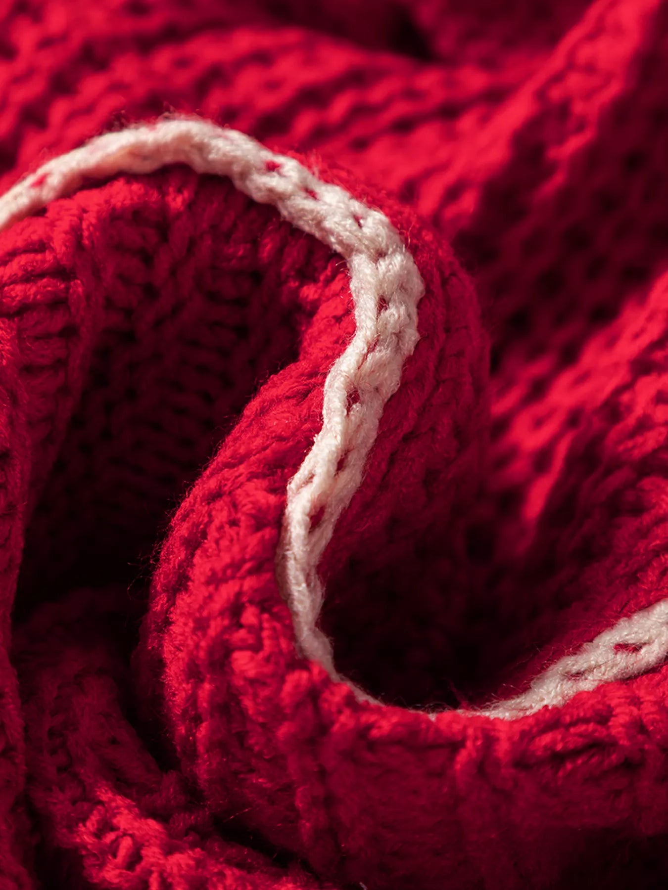 Sarah Express Women's Contrast Trim Cable-Knit Drawstring Hooded Sweater