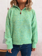 Sarah Express Women's Quarter Zip Ribbed Hem Sweater