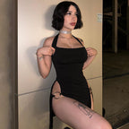 Backless Halter Bodycon Dress Mini Hollow-Out