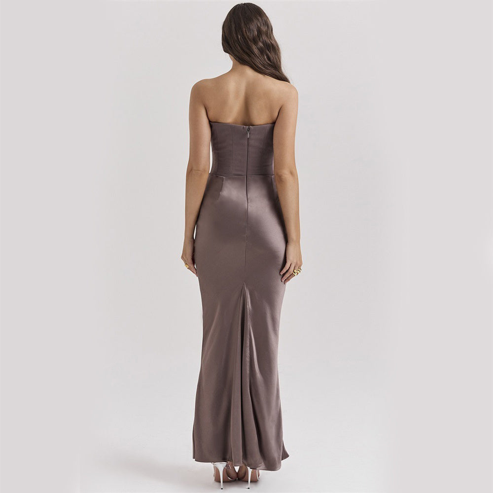 Backless Bandeau Maxi Dress Strapless Bodycon Evening Gown