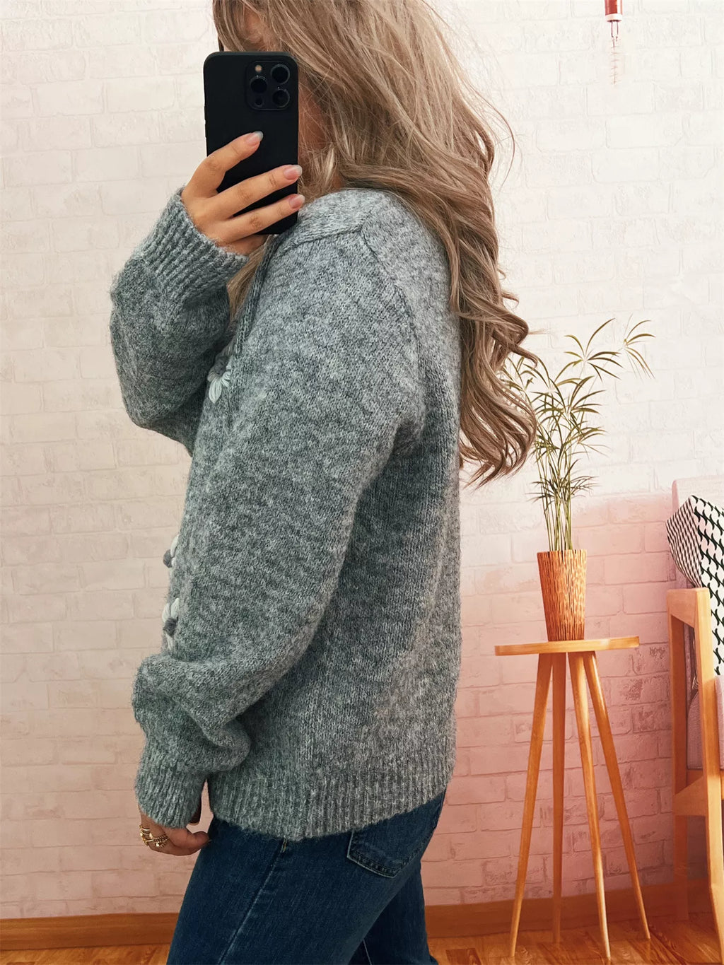 Sarah Express Women's Flower Button-Down Cardigan