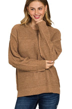 Sarah Express Women’s Oversized Sweater with Exposed Seams and Round Neck