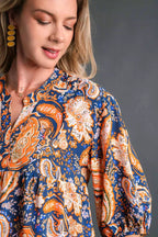 Sarah Express Women’s Paisley Boho Tunic Blouse with High-Low Hem