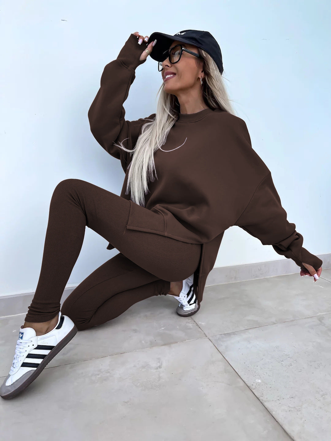 Women's Crew Neck Sweater Top & Pants Set