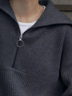 Sarah Express Women's Half Zip Dropped Shoulder Sweater