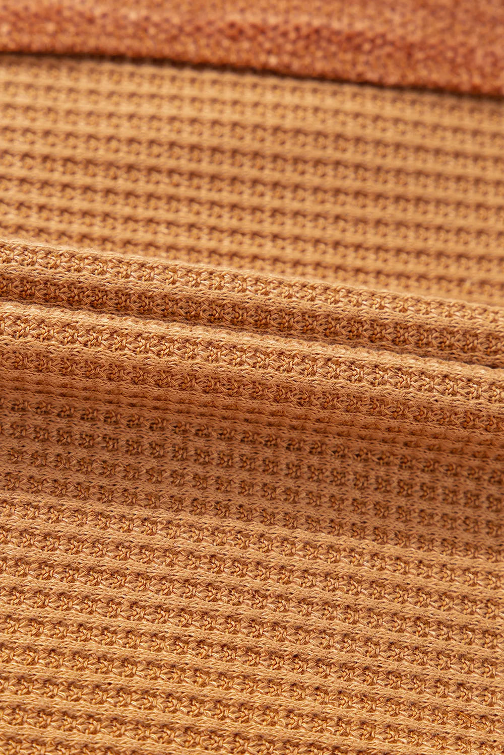 Sarah Express Women's Contrast Patched Waffle Knit Henley Top