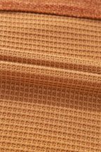 Sarah Express Women's Contrast Patched Waffle Knit Henley Top