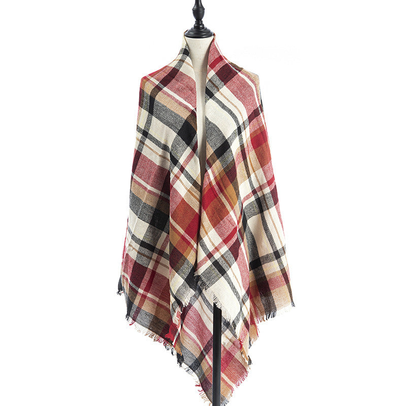 Women's Oversized Square Scarf Cashmere-like Double-Sided Shawl 140cm Woven Fall Winter Accessory