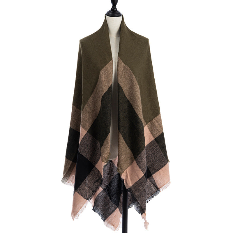 Women's Oversized Square Scarf Cashmere-like Double-Sided Shawl 140cm Woven Fall Winter Accessory