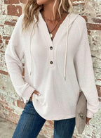 Women's V-Neck Long Sleeve Pullover Sweater Loose Fit Casual