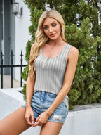 Sarah Express Women's Scoop Neck Wide Strap Tank Top - Basic Stretch Camisole