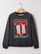 Sarah Express Women's Cowboy Queen Card Drop Shoulder Graphic Sweatshirt