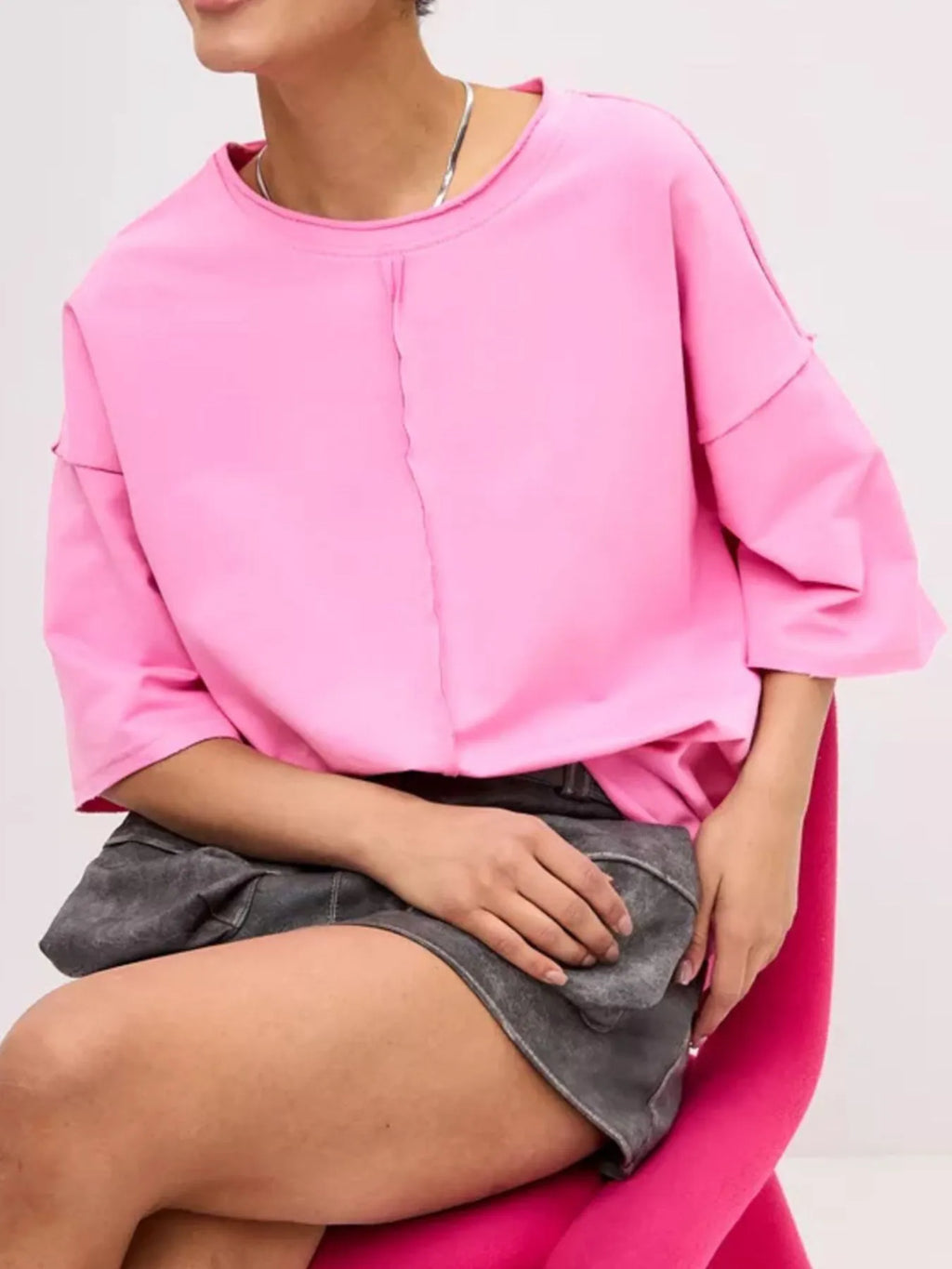 Sarah Express Women's Round Neck Half Sleeve T-Shirt - Oversized Basic Style