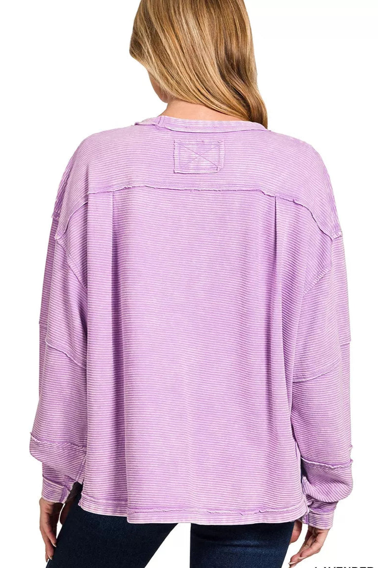 Sarah Express Women’s Acid Wash Sweatshirt with Exposed Seams Oversized